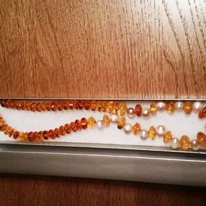 Amber & mother of pearl necklace